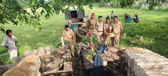 गाय के शिकार के चक्कर में लेपर्ड कुएं में गिरा
