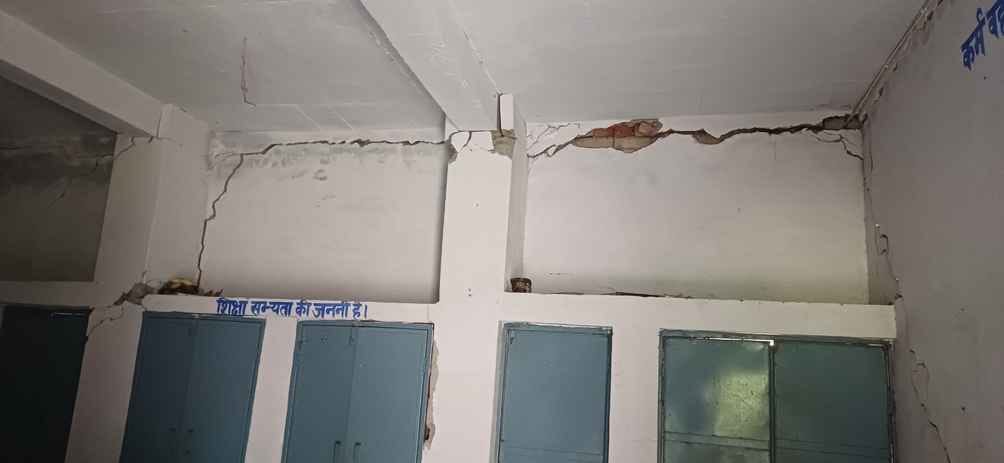 There are five classes in one room in the primary school of the MLA's village