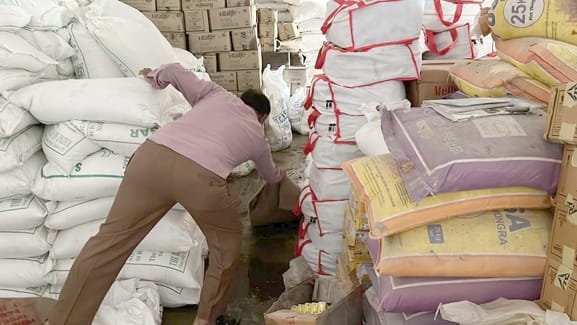Ration quota of three districts got spoiled due to water and debris entering the warehouse
