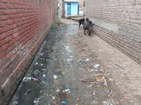 Waterlogging in the streets of Rawatpur due to rain