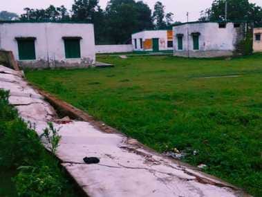 The boundary wall of the school built a year ago collapsed in the rain