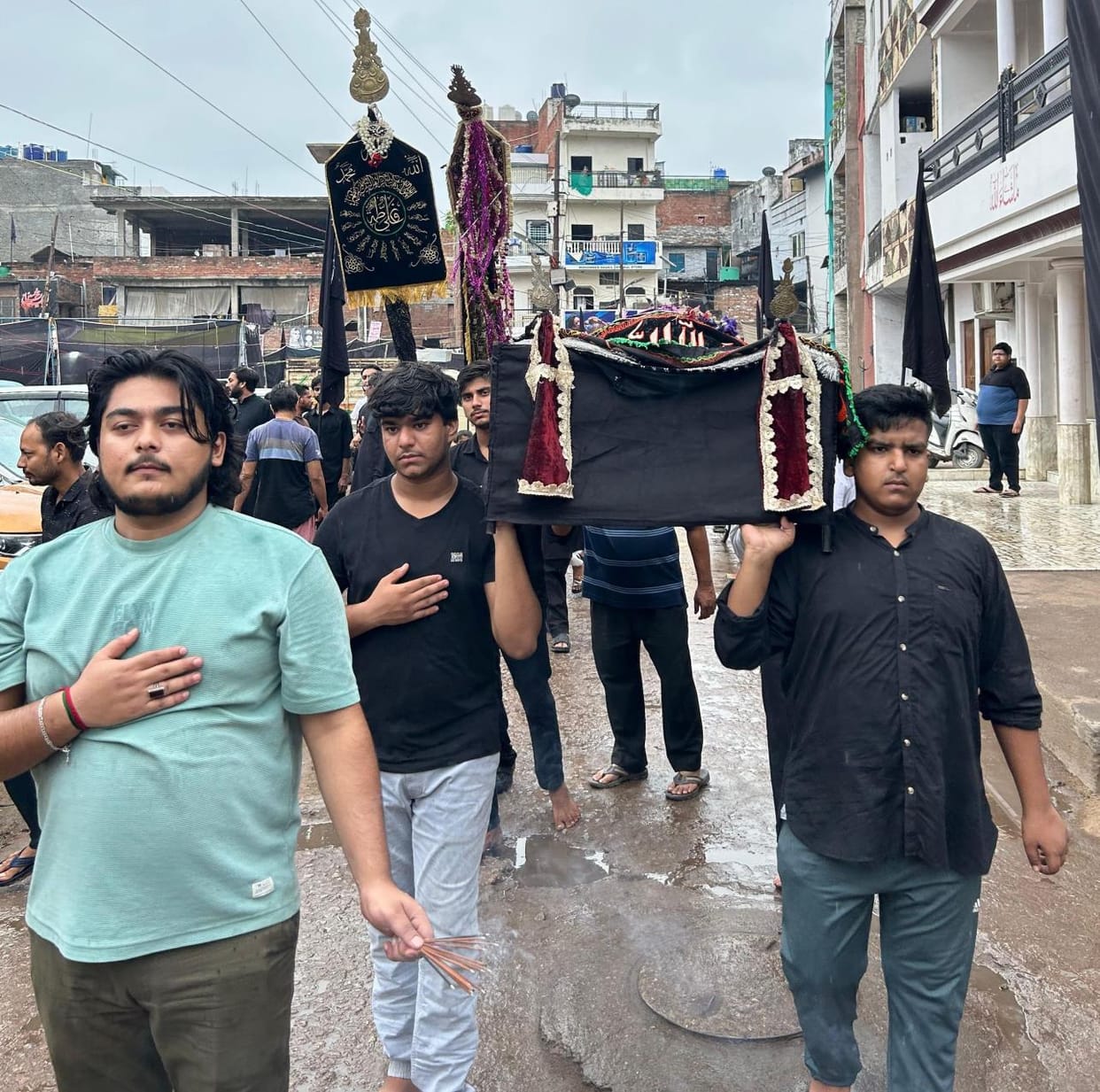 The kind of shabbedari, the flag and the likeness of the coffin came out