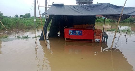 Due to heavy rains, houses and shops got flooded and roads were flooded