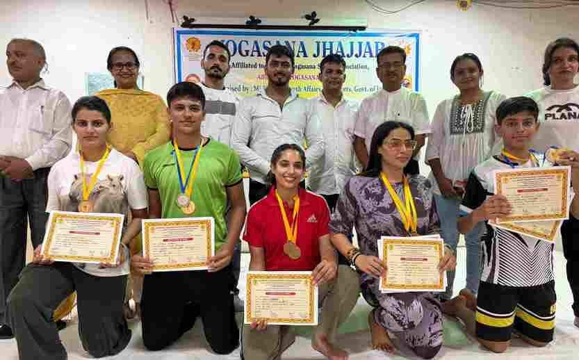 Students of Ujjwal Yoga Sansthan showed their prowess in the 5th District Yogasana Competition