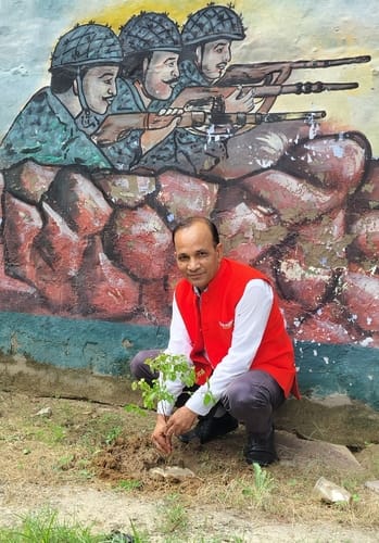 Members of Patanjali Yoga Samiti planted Tulsi plants