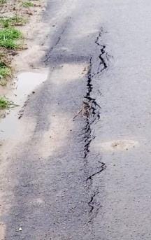 The road constructed at a cost of Rs 9 crores collapsed in the first rain