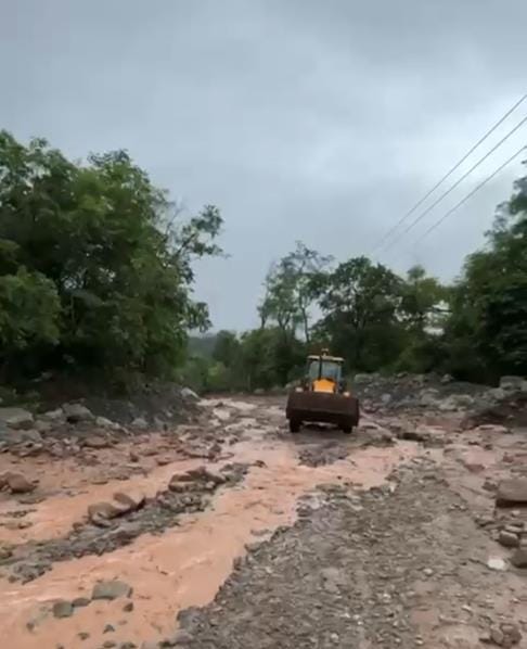 Purnagiri road remained closed for hours due to debris in Batanagad