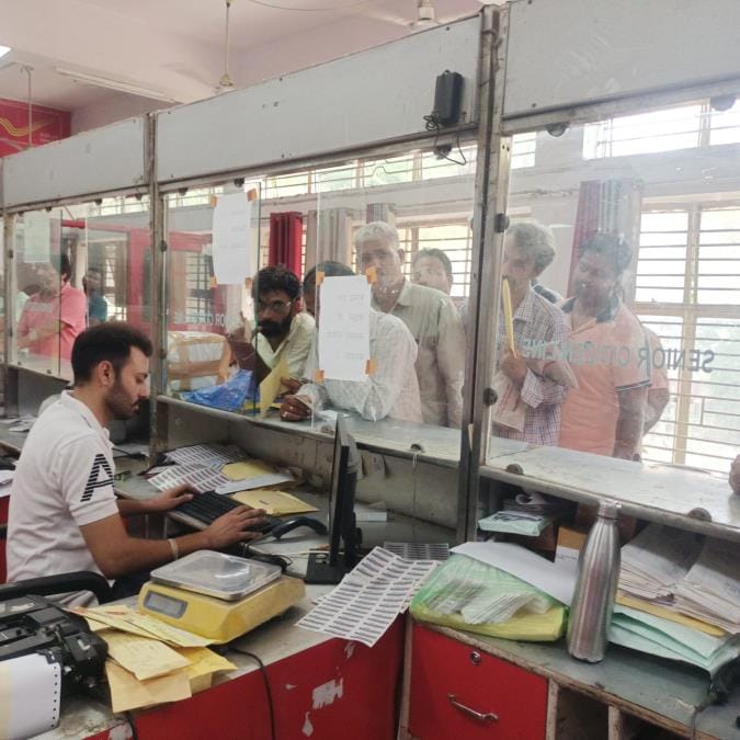 There were long queues of people sending Rakhis at the post office located near Town Park.