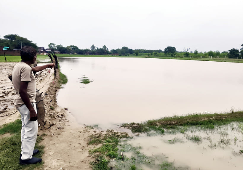 Soil was taken out from the field for the brick kiln, the pit was eight feet deep