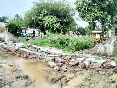 The boundary wall of two schools collapsed due to rain