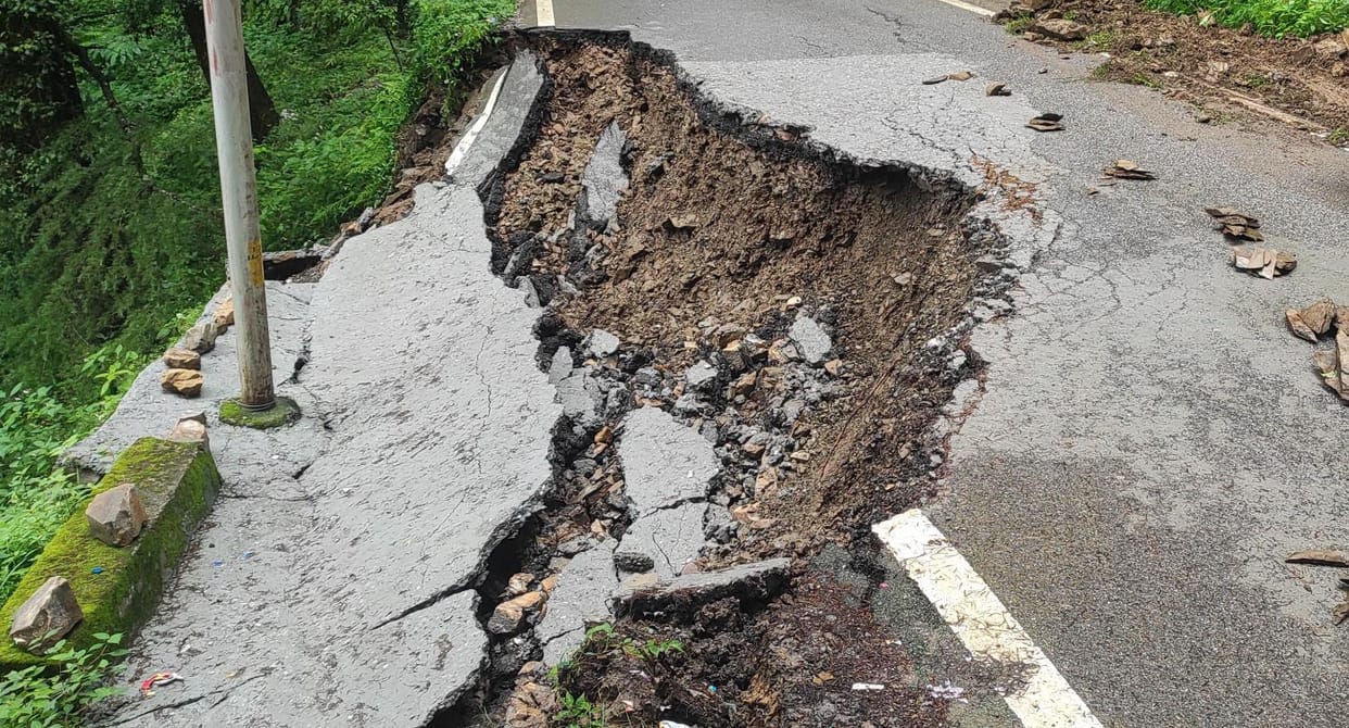 Degree College motorway damaged due to heavy rain
