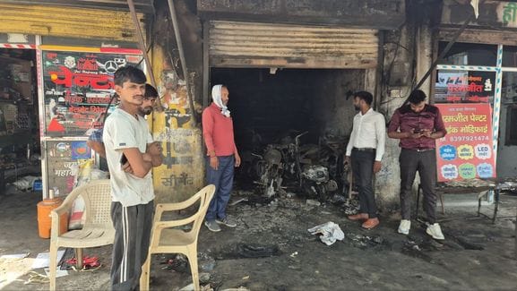 Two scooters and two bikes burnt in fire at a repair shop
