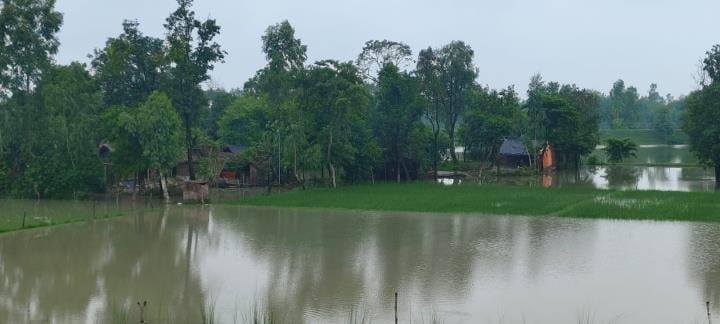 40 villages surrounded by floods, water entered four villages, 80 bigha farmland submerged in the river