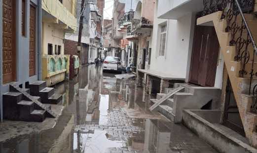 Drainage system submerged in continuous rain