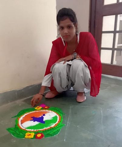 College girls made tricolor rangoli