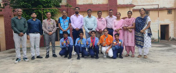 Tushar won gold in the block level shot put competition