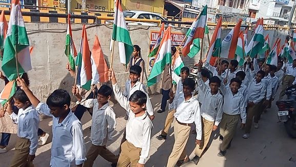 Students took out a tricolor rally