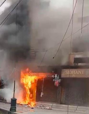 Fire broke out in an electronic showroom, shop and office also burnt down