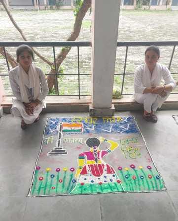 Pooja and Shalu won the rangoli competition