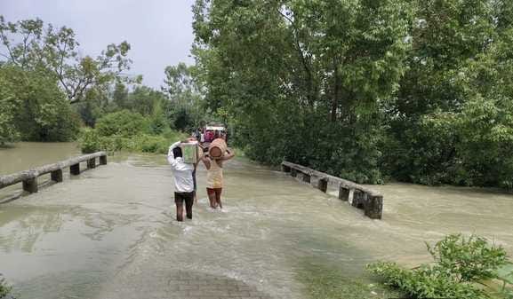 Two dozen villages have become islands, water is flowing fast on the roads