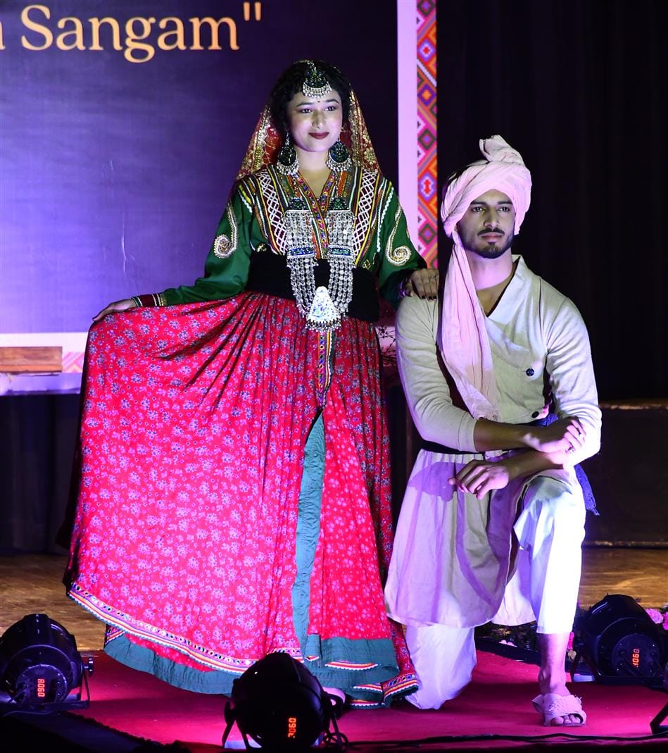 Ramp walk in Gaiety wearing Himachali woolen attire