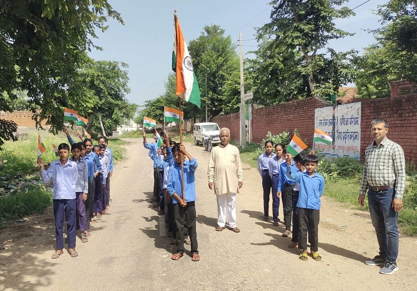 Students took out a tricolor procession