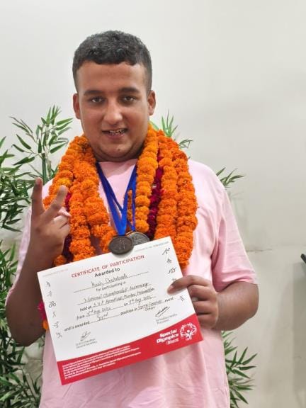 Kush of the city won two medals in the National Swimming Competition of Special Olympics India