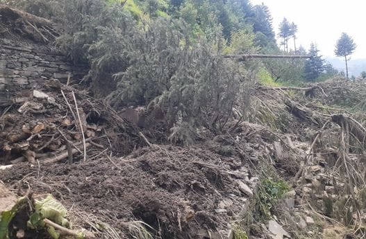 House buried under debris and rocks in Kuthed
