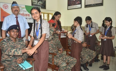 Students tied rakhis to soldiers