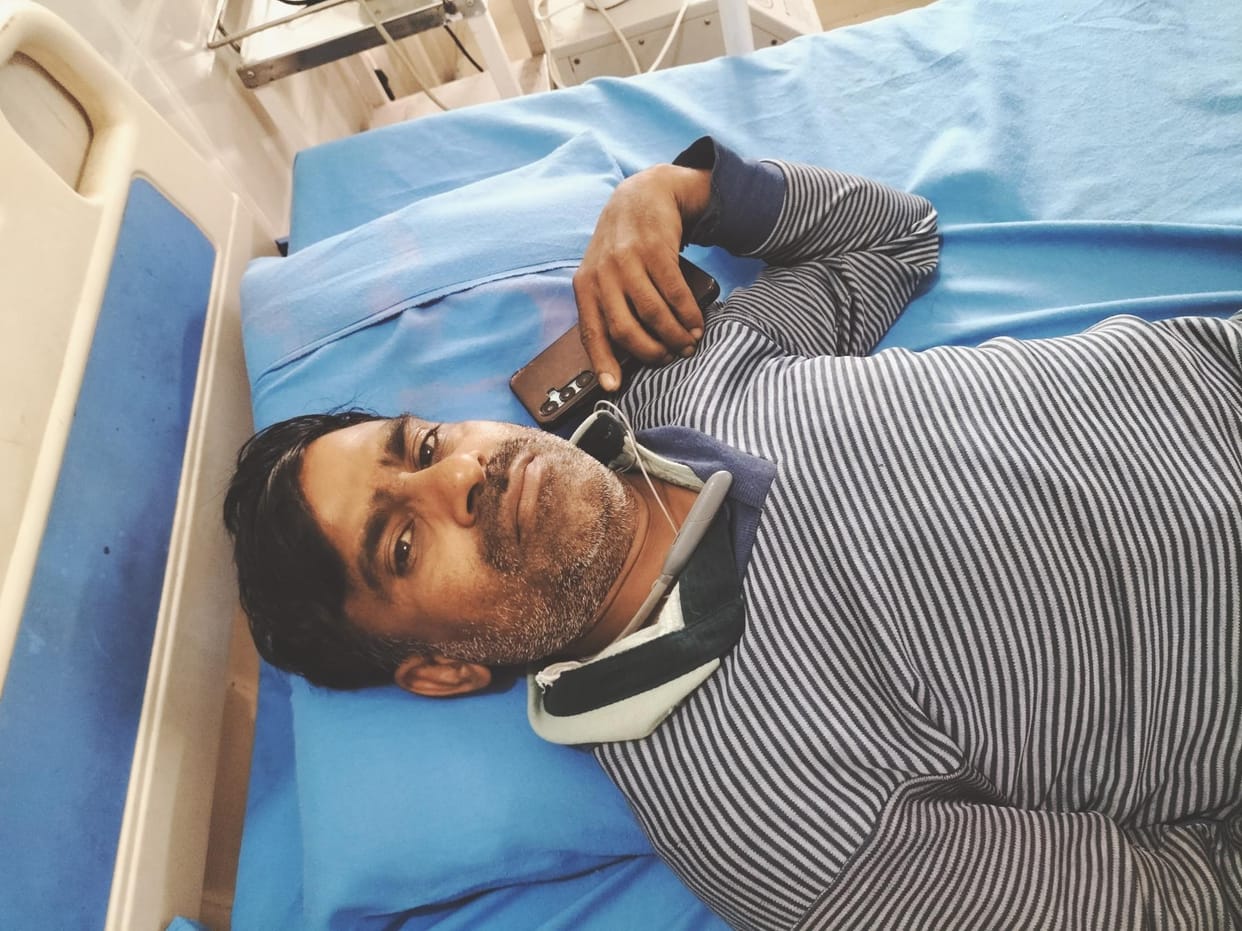 Two people including a BJP leader from Badaun were injured when their bike skidded