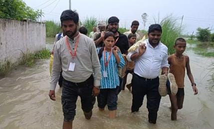Health teams reached the village through water