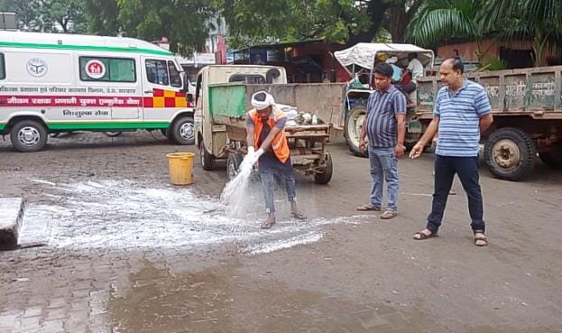 Water was removed from the hospital and lime was sprayed, OPD started