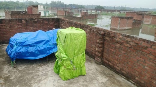 Water level in Khannaut river is close to danger mark...Garra is also in spate