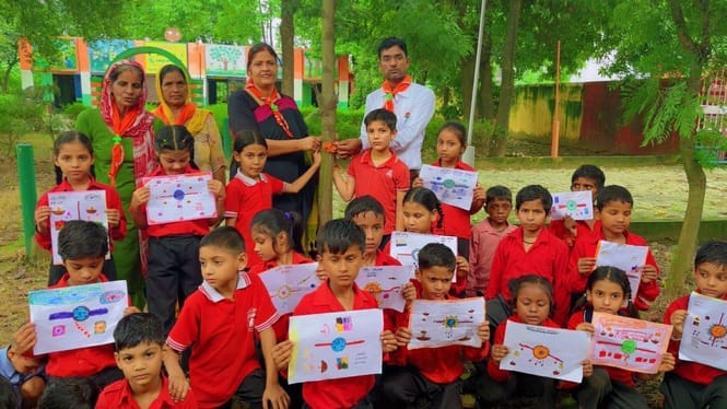 Rakhi tied and pledged to protect trees