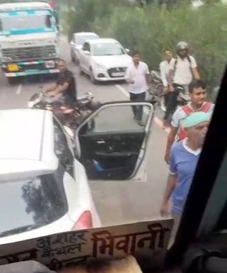 A car came in front of a roadways bus full of passengers