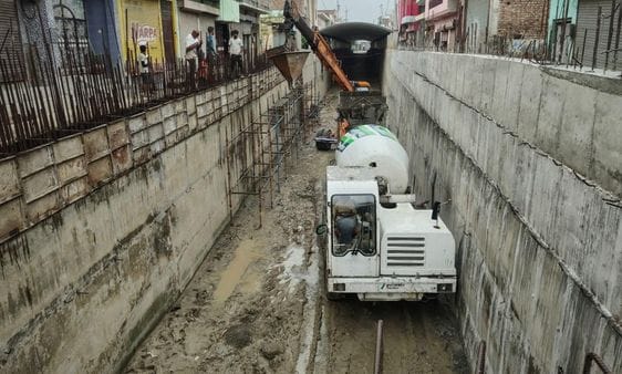 Construction work started on the underpass being built on Jind-Bhiwani Road