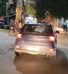 Langur took a ride sitting on a car, video goes viral
