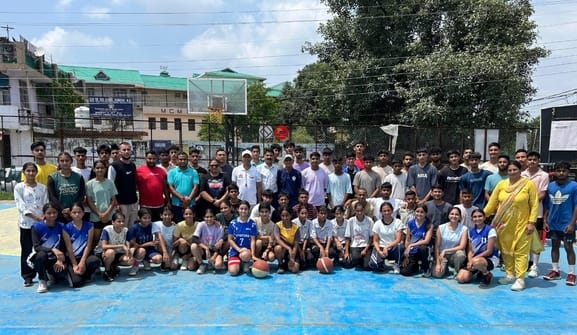 Selection of boys and girls of Kangra district in basketball team