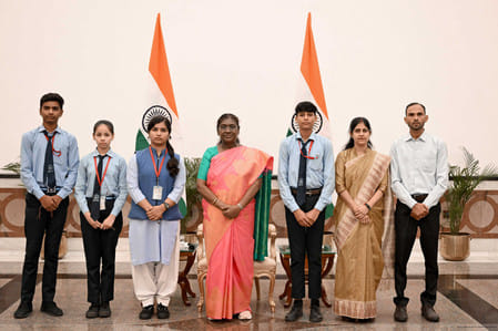 Students of Swami Kalyan Dev Public School met the President