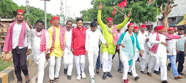 Demonstration against the arrest of SP national president and India Alliance leaders