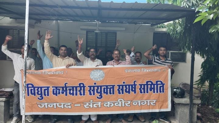 Electricity workers staged a sit-in protest against privatisation