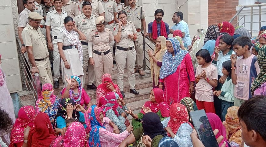 Police chased away people who had come to protest over plot allotment issue