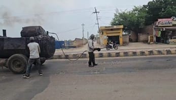 Administration woke up due to CM's possible visit, patch work started overnight on Chautala Road