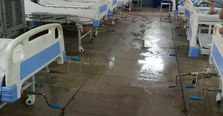 The roof of the female surgical ward started leaking in the rain, the patients were troubled