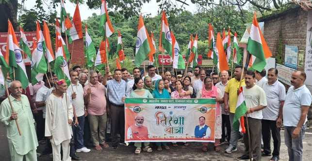 BJP took out tricolor march in Jaisinghpur-Alampur and Panchrukhi