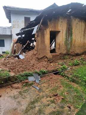 Slate kitchen damaged due to rain in Khaira