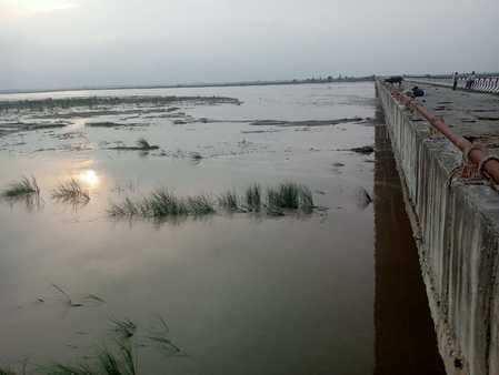 Major damage to connecting roads and crops due to flood
