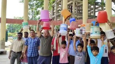 Drinking water is supplied to a population of twenty thousand for only ten to twenty minutes
