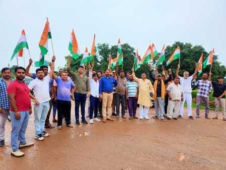 BJP workers took out a Tiranga Yatra with students