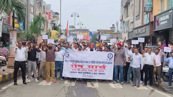 Electricity employees took out a protest march